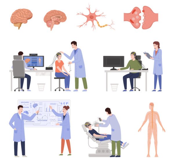 Neuroscience brain scientists flat set of isolated icons with characters of doctors patients anatomic body sensors vector illustration SSUCv3H4sIAAAAAAACA01Ry04DMQz8FSvnFQVx23sFQipU9Fhx8Dpu1zRNqji7par233H6QNw8mcl4Mjm7DlXItWcnIQxaMhZJ0bVPjWMvJWXB4NrHqXFasAzKalpDhIW3xl7w3WR9rueuda+MofSEmWcLsyHzMIOhM+qj+2Yq6qbmLl6RcCT+UyxEiUPAyGkw3VfjcGuCU11smzMHxkuOtVG7Y+G8v4UaxXO6jjh4qaMbk203/rmGtgemfT3dZjz0QllGzhV7VrLBvfOQk14DQZdRIlxQES0Km4AFlAukDYgmQ+xBKEWFo5QeqMeMZIG0Knwi60/hYJWagwJGtPVC0CV/Mp+olR65yuB//Q8wt+6xCwzz5cruefjk6NlUEd6WL7BJeW/dNa781AZdc6vy6qUzz5Sq1VhbTTv7zmmafgHopkzK7AEAAA==