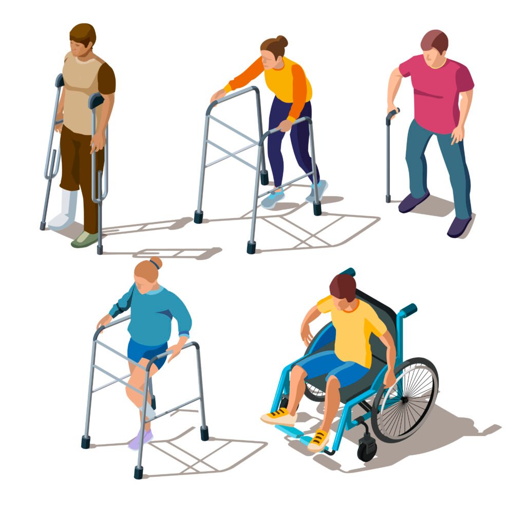 Showing a person suffering from paralysis