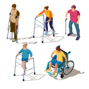 Showing a person suffering from paralysis